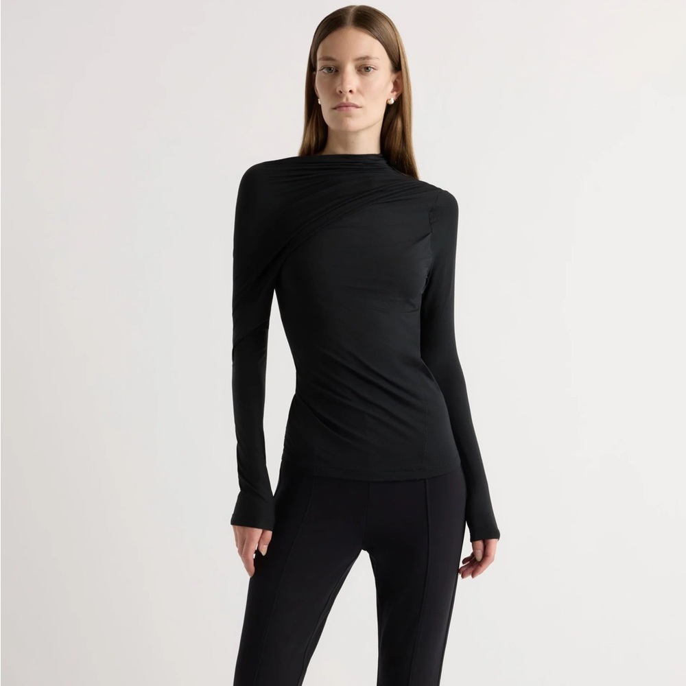 Modern Citizen Veronica Asymmetric-Ruched Top in Black